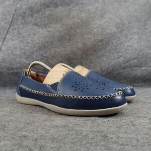 Earth Origins Shoes Women 9.5 Casual Flats Slip On Freya Blue Leather Career Low